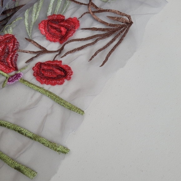 BLUEOXY Floral Embroidered Sheer Gray Mesh Dress Overlay - Size XS/S ** FLAWED - Picture 12 of 16